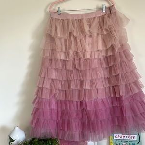 Anthropologie NWOT tiered ombre ruffle tulle skirt, Sz XL